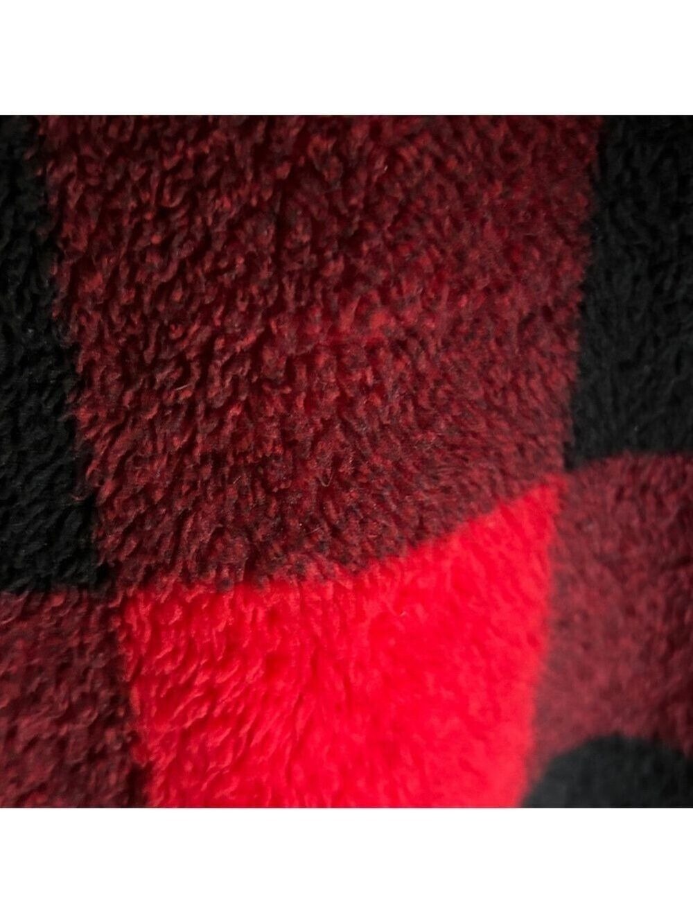Loft Plush Fleece Buffalo Check Red and Black Plaid Funnel Neck Pullover XL - Picture 5 of 7